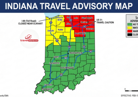 indiana travel advisory map